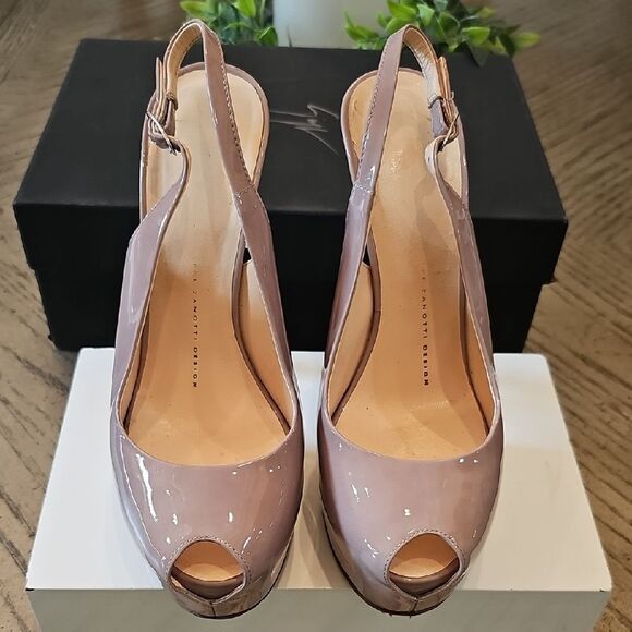 Giuseppe Zanotti Size 7.5 Nude Peep Toe Platform Heels 37.5 - Picture 2 of 15